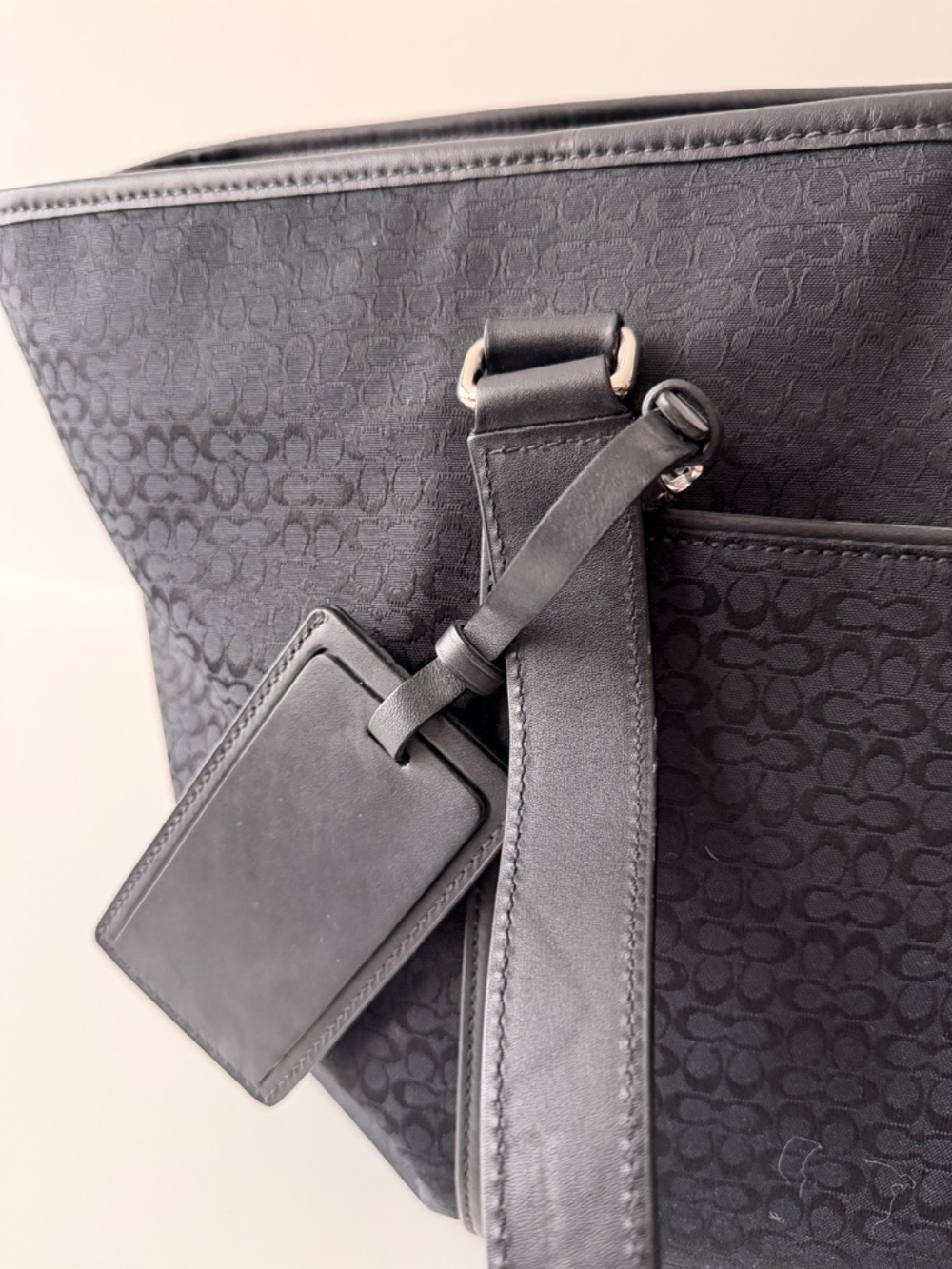 Coach Black Signature C Jacquard Large Tote Travel Bag Carry On - Picture 11 of 12